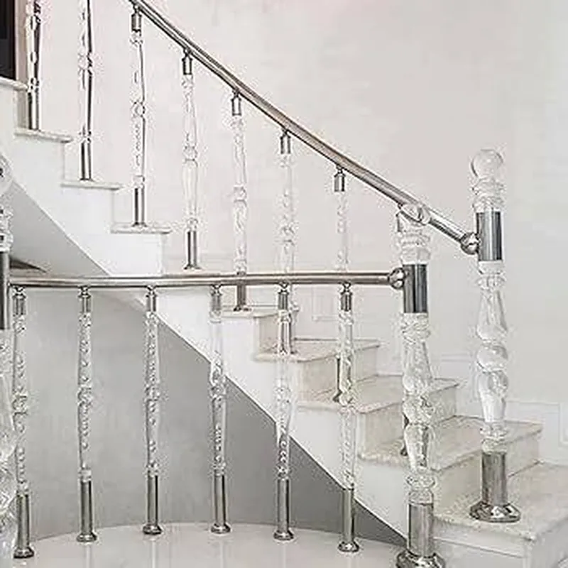 Montant Cristal Inox 2 Boules Blanches — INOX DAL, quincaillerie inox Maroc